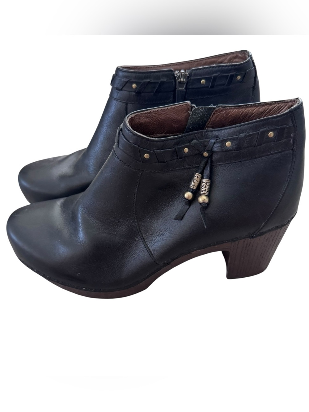 Dansko Dabney Black Leather Ankle Boots Bootie Size 41 US 10.5/11